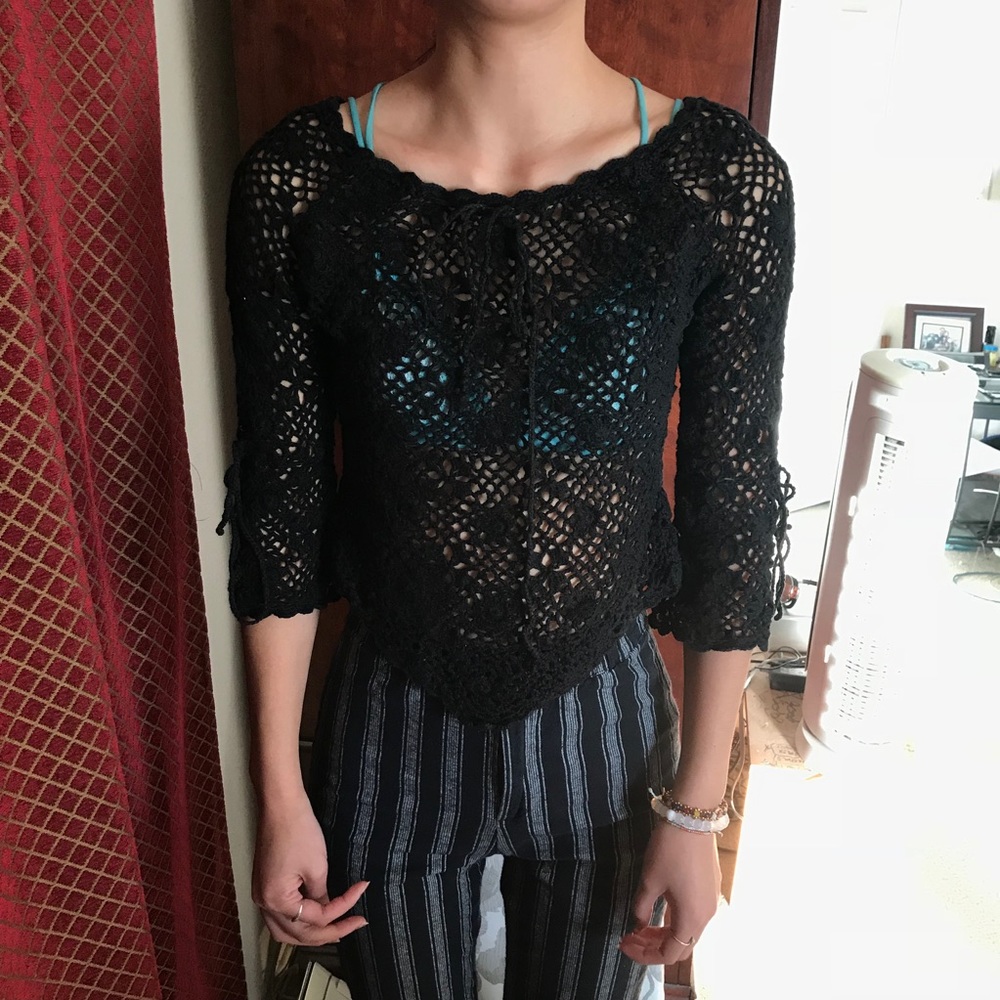 Vintage crochet black top